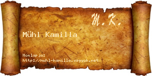 Mühl Kamilla névjegykártya
